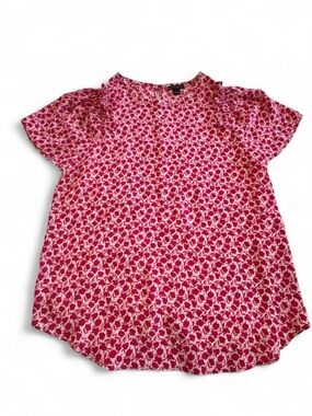 Ann Taylor Hot Pink and White Floral Blouse